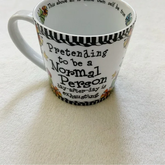 Suzy Toronto Pretending to Be A Normal Person Mug Cup Colorful Floral Whimsical - Picture 5 of 9